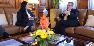 La Subsecretaria Adjunta para Centroamérica de EE. UU., Ana Quintana-Lovett sostuvo una reunión con el presidente, Bernardo Arévalo. Foto La Hora: Gobierno de Guatemala.
