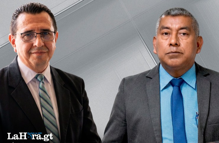El fiscal general Gabriel García Luna y el exjefe de la FECI, Rafael Curruchiche. Arte La Hora: Alejandro Ramírez..
