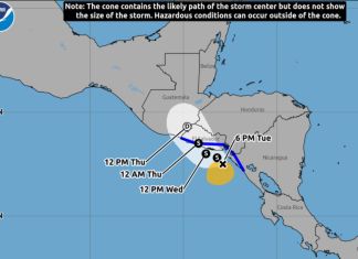 Tormenta Cristina se encuentra aproximadamente a 275 kilómetros de Jutiapa, Guatemala Tormenta Cristina se localiza aproximadamente a 275 kilómetros de Jutiapa, Guatemala. Foto La Hora: NOAA.