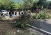 La inconformidad de los vecinos de Santa Elena Barillas y otras comunidades por el incremento al pasaje comenzó desde el domingo. Foto La Hora: La Voz del Pueblo/FB
