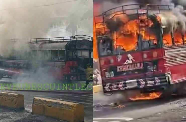 VIDEO: Bus extraurbano se incendia en Escuintla posiblemente por fallas mecánicas Bus incendiado en Escuintla. Foto La Hora: Lo que ve un Escuintleco FB y CRN Noticias