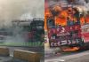 Bus incendiado en Escuintla. Foto La Hora: Lo que ve un Escuintleco FB y CRN Noticias
