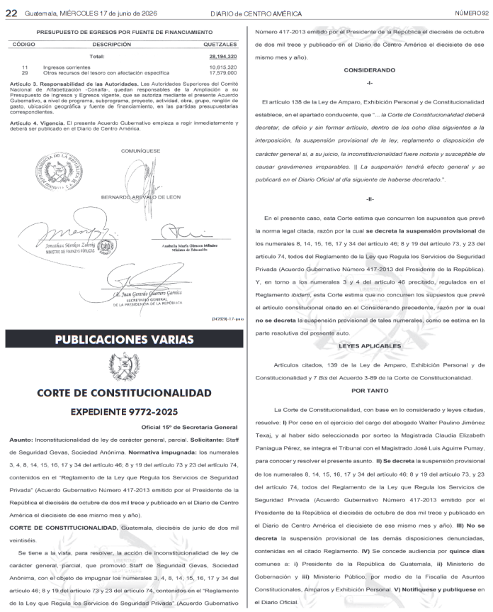 expediente 9772-2025 de la CC