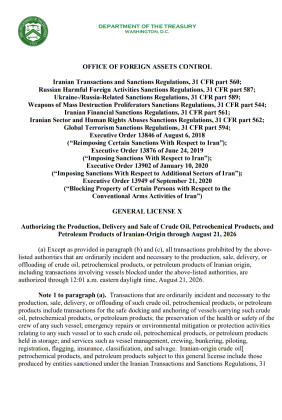 licencia OFAC ir&aacute;n