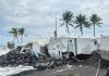 Casas de descanso con daños estructurales por fuerte oleaje en Iztapa, Escuintla. Foto La Hora: FB/ Palín Noticias