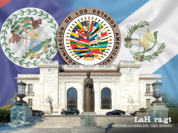 Representación de la declaración conjunta de Guatemala y Belice por parte de la OEA. Arte La Hora: Alejandro Ramírez