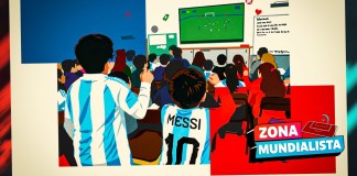 Imagen de estudiantes viendo un partido de fútbol emocionados, en vez de estudiar.