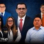 Exfiscal Cinthia Monterroso, Noé Rivera, Óscar Álvarez, Marilyn Castillo, Carlos Tohom, Rocksy Arriola, Lucía del Carmen Muñoz, Estuardo Zea. Al centro el Fiscal General, García Luna. Arte La Hora: Daniel López.