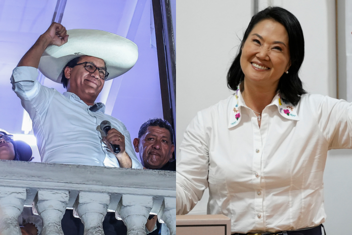 Fujimori Sanchez La candidata presidencial Keiko Fujimori aventaja escrutinio en Perú aunque proyecciones ratifican empate técnico con ventaja mínima para Roberto Sánchez.