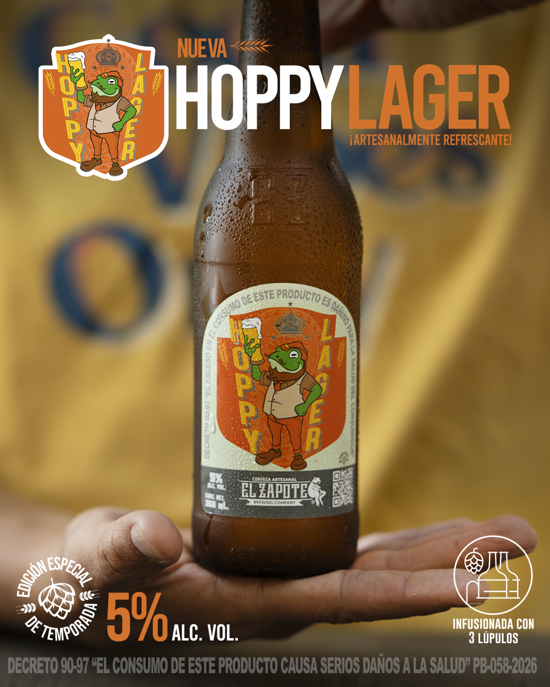 El Zapote Brewing Company lanza Hoppy Lager, una edición con un perfil más lupulado. Foto: Cortesía El Zapote Brewing.