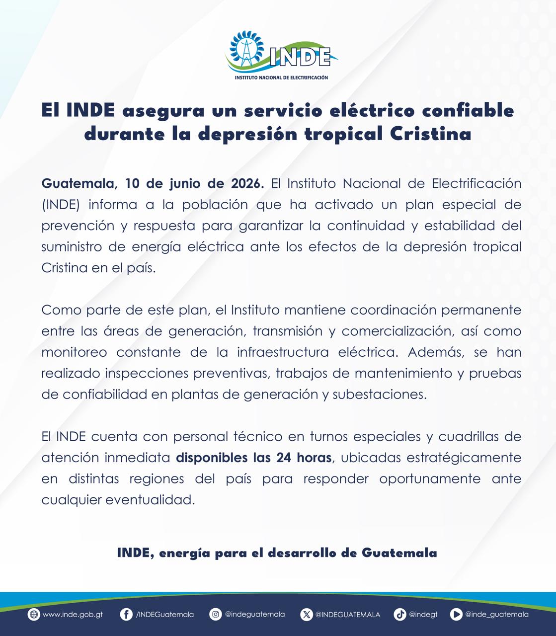 Comunicado. Foto La Hora: INDE.