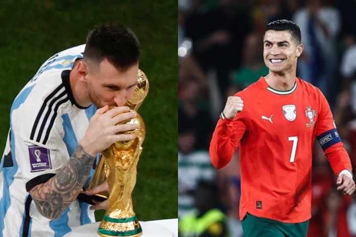 Messi Ronaldo Lionel Messi y Cristiano Ronaldo se une a otros astros del fútbol en unirse al club de las cinco citas mundialistas.