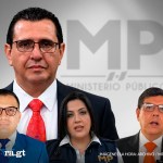 Fiscal General García Luna (d) junto a exfiscales destituidos Oscar Sagastume y Cinthia Monterroso.