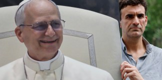 El primer denunciante del caso de abusos de Montserrat y portavoz del movimiento 'Reparación Integral Ya', Miguel Hurtado, durante una protesta en el exterior de la Nunciatura Apostólica, donde el papa León XIV va a mantener un encuentro privado con los miembros de la orden de San Agustín, este domingo en Madrid. EFE/ Mariscal