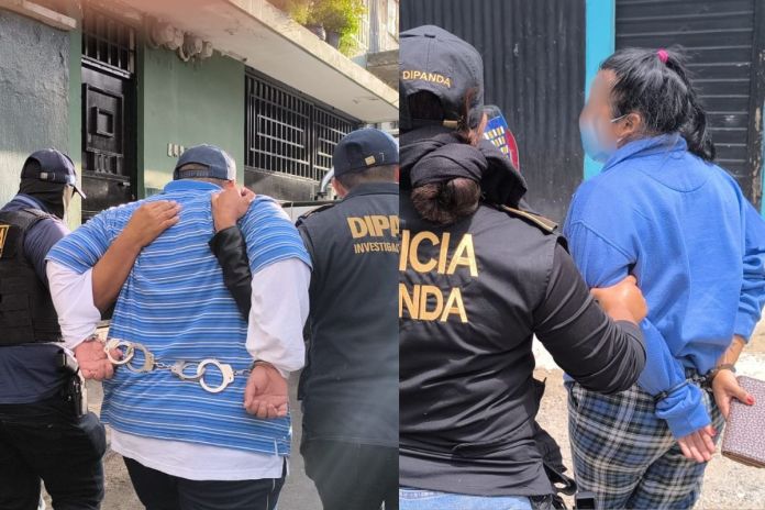 Presuntos miembros del barrio 18 capturados tras allanamientos contra extorsiones en zona 21. Foto La Hora: PNC
