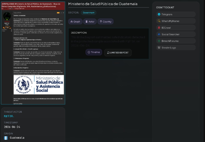 Reportan posible amenaza cibernética en base de datos del portal del Ministerio de Salud