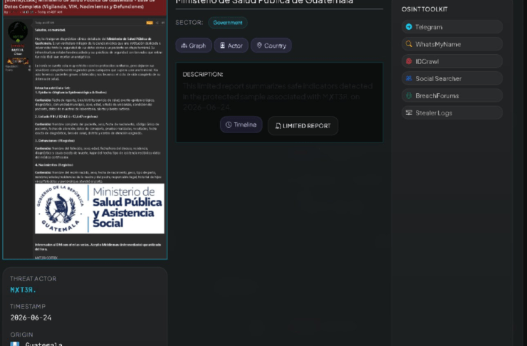 Reportan posible amenaza cibernética en base de datos del portal del Ministerio de Salud