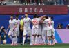 Jugadores de la selección de Irán celebran un gol que fue anulado en un partido del grupo G del Mundial de la FIFA 2026 entre Bélgica e Irán, en el estadio SoFi en Los Ángeles (EE.UU.). Foto La Hora: EFE/ Omar Alonso