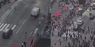 Imágenes de las grabaciones del tiroteo registrado en Times Square . Foto La Hora: Captura de pantalla