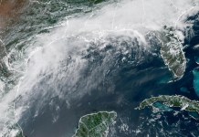 Foto satelital de la tormenta tropical Arthur