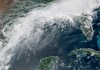 Arthur es la primera tormenta en formarse en el Atlántico, frente a las costas de Texas Foto satelital de la tormenta tropical Arthur