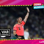 El cuerpo arbitral a cargo de dirigir el encuentro mil de un Mundial lució un uniforme conmemorativo con parches y detalles exclusivos. Foto La Hora: EFE