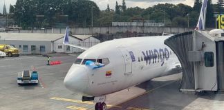 La aerolínea colombiana Wingo aterrizó esta mañana en su vuelo inaugural entre la ciudad de Medellín y Guatemala. Foto La Hora: Cortesía Wingo