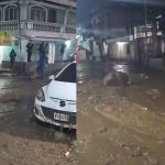 La fuerte lluvia registrada la noche de lunes ocasionó inundaciones en varias calles del casco urbano del municipio de Almolonga, Quetzaltenango.