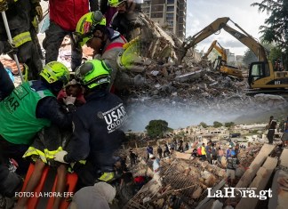 Rescatan con vida a un niño que estaba bajo los escombros de un edificio en Venezuela. Arte: La Hora / EFE / Alejandro Ramírez.