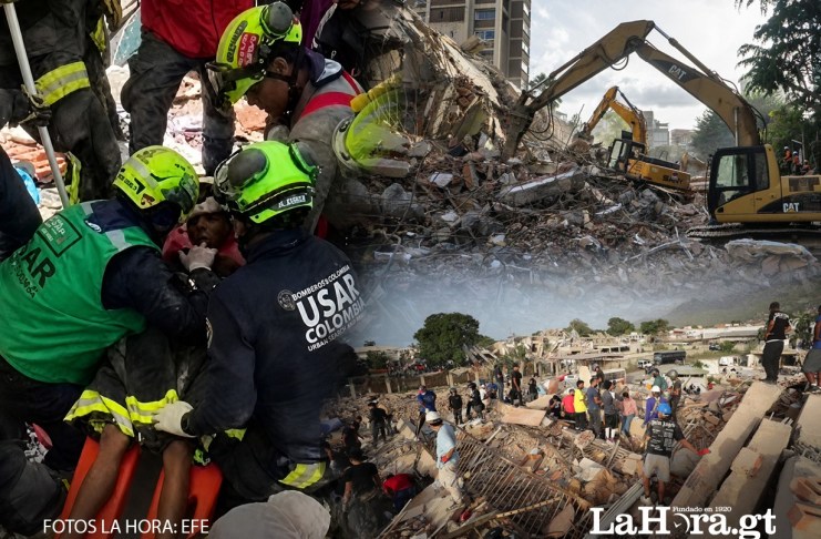 Rescatan con vida a un niño que estaba bajo los escombros de un edificio en Venezuela. Arte: La Hora / EFE / Alejandro Ramírez.