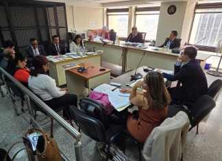 El juicio por el caso Asalto al MInisterio de Salud continúa en desarrollo bajo inconformidades de la defensa por la forma de llevar el debate. Foto La Hora: Sergio Osegueda