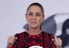 La presidenta de México, Claudia Sheinbaum, habla este miércoles, durante una rueda de prensa en Palacio Nacional de la Ciudad de México (México). Foto La Hora: EFE