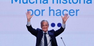 Florentino Pérez en el podio