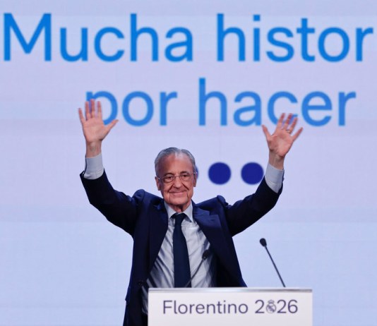 Florentino Pérez en el podio