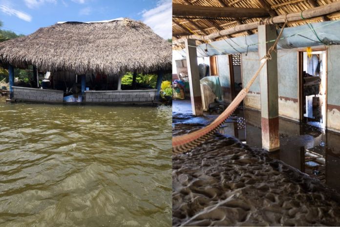 Vecinos de La Barrona y Barra El Jiote resultaron afectados por el fuerte oleaje del mar ante la formación de la tormenta tropical Cristina en el océano Pacífico.