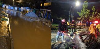 La constante lluvia registrada la tarde y noche del lunes generó derrumbes, inundaciones y el desplome de árboles. Foto La Hora: Conred-Muni Mixco