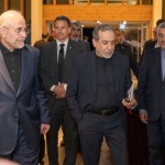 El presidente del Parlamento de Irán, Mohamad Baqer Qalibaf (izq.), y el ministro de Asuntos Exteriores de Irán, Abás Araqchí (centro), asisten a una reunión en el complejo de Bürgenstock, en Obbürgen, cerca de Lucerna (Suiza), este domingo 21 de junio de 2026. Foto La Hora: EFE