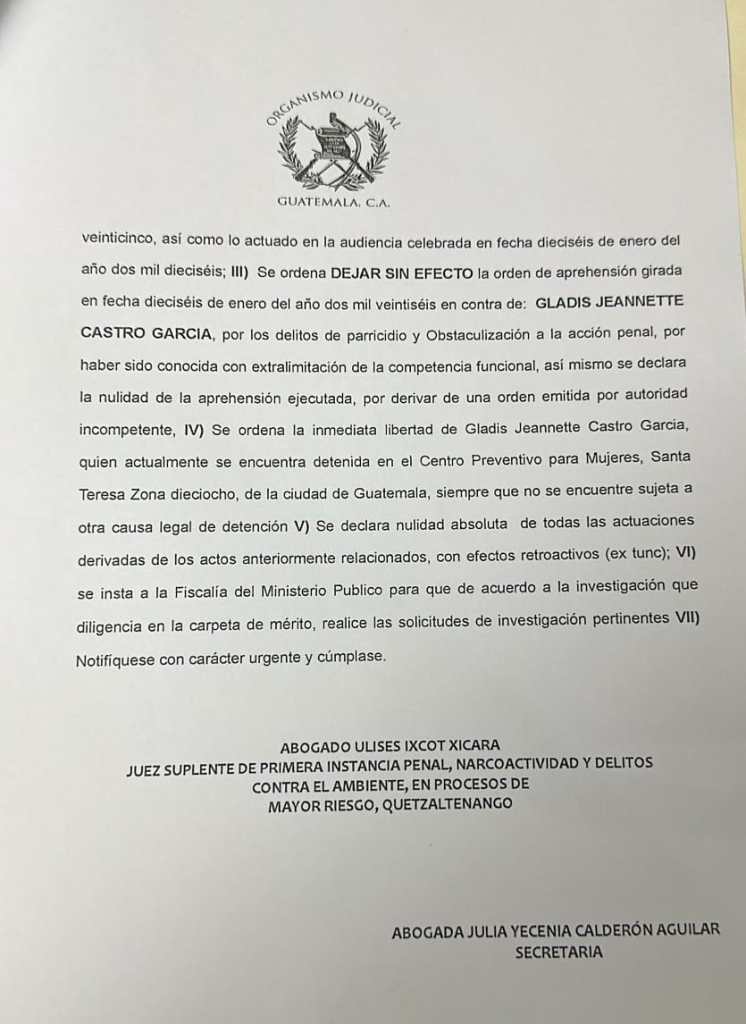 Resolución de la Sala Quinta de Apelaciones de Quetzaltenango. Foto La Hora: Cortesía