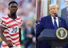 Trump reconoce que pidió una revisión a Gianni Infantino por la tarjeta roja a Folarin Balogun Donald Trump confirmó su intervención directa ante la FIFA calificando la expulsión de Folarin Balogun como pésima. Foto La Hora: EFE