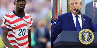 Trump reconoce que pidió una revisión a Gianni Infantino por la tarjeta roja a Folarin Balogun Donald Trump confirmó su intervención directa ante la FIFA calificando la expulsión de Folarin Balogun como pésima. Foto La Hora: EFE