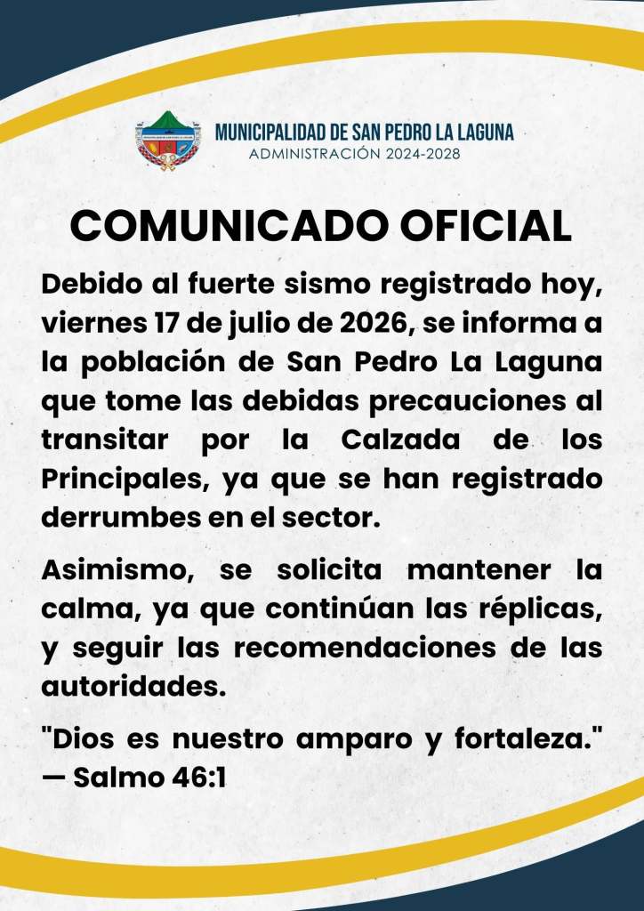 Comunicado de la municipalidad de San Pedro La Laguna