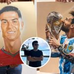 Artista jalapaneco conquista TikTok con retratos hiperrealistas de Messi y Cristiano Ronaldo. Foto La Hora: TT / @alejandrorequena_
