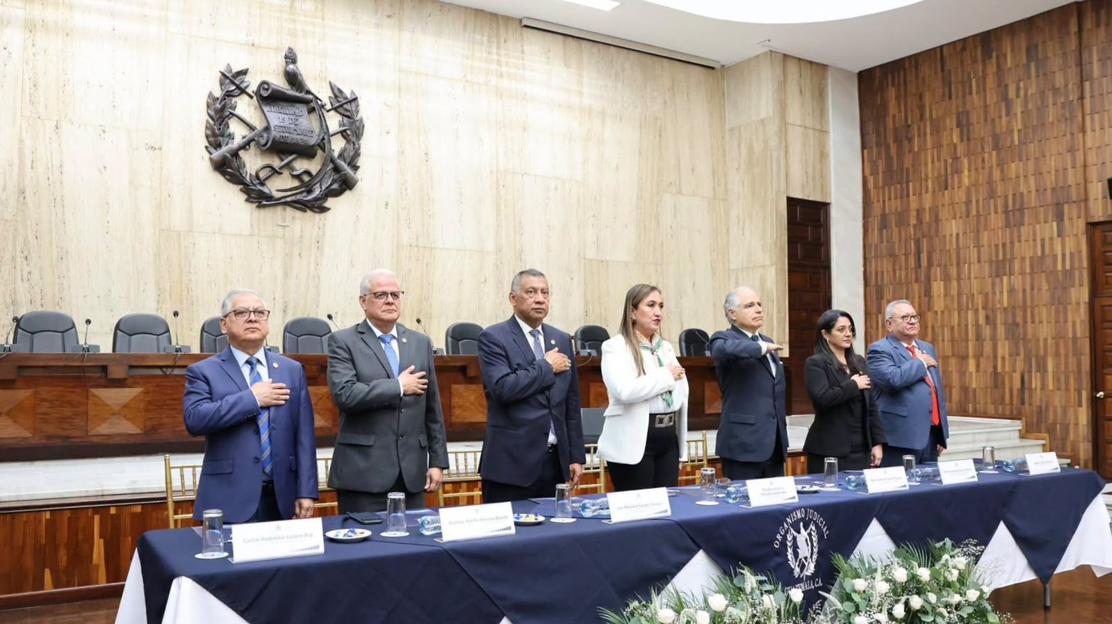 Integrantes del bloque mayoritario de la Corte Suprema de Justicia, señalado por el magistrado Estuardo Cárdenas en una carta abierta por presuntas prácticas antidemocráticas y por la división interna del pleno.