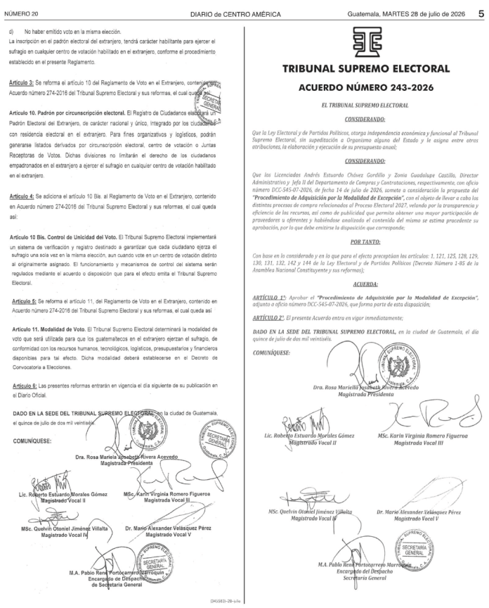 acuerdo 242 y 243 TSE