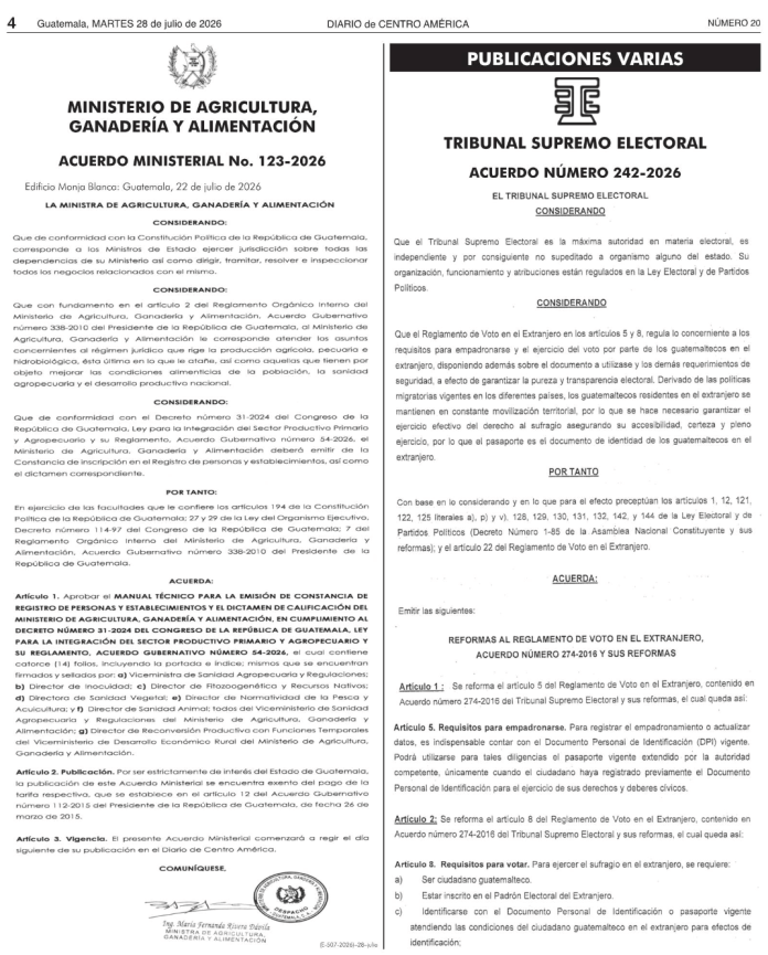 acuerdo 242 y 243 TSE