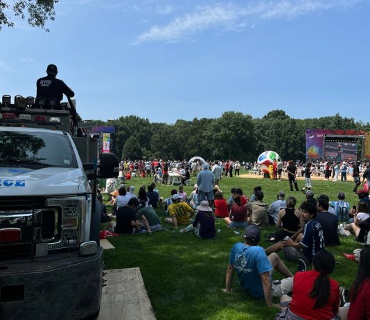 Cientos de aficionados se reunieron en Central Park para seguir la final del Mundial entre Argentina y España.