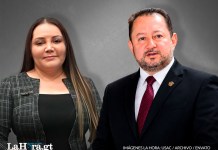 La magistrada Julia Rivera y el rector Walter Mazariegos
