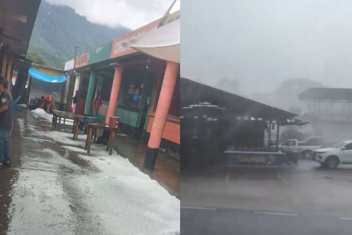 Fuertes lluvias con viento y granizo registrados en tres departamentos Fuertes lluvias con viento y granizo registrados en tres departamentos. Foto La Hora: Clima Guatemala