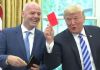 Presidente de la FIFA Gianni Infantino (i), junto al presidente de EE. UU., Donald Trump, en la Casa Blanca. Foto La Hora: CSPAN