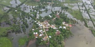 Inundación registrada en el caserío El Rosario, municipio de Chahal, Alta Verapaz. Foto La Hora: Conred